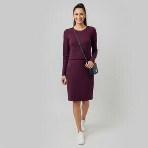 Athleta Ponte Zip Dress Womens S Active Casual Work Sporty Stretch Travel Purple